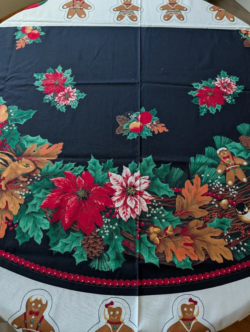 VTG Joan Kessler Concord Fabric 2 Panels Tree Skirt Stocking Cut Sew